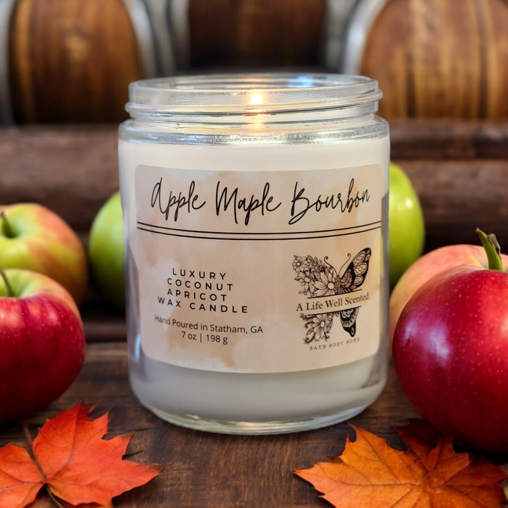 Apple Maple Bourbon Luxury Scented Candle featuring Coconut Apricot Wax