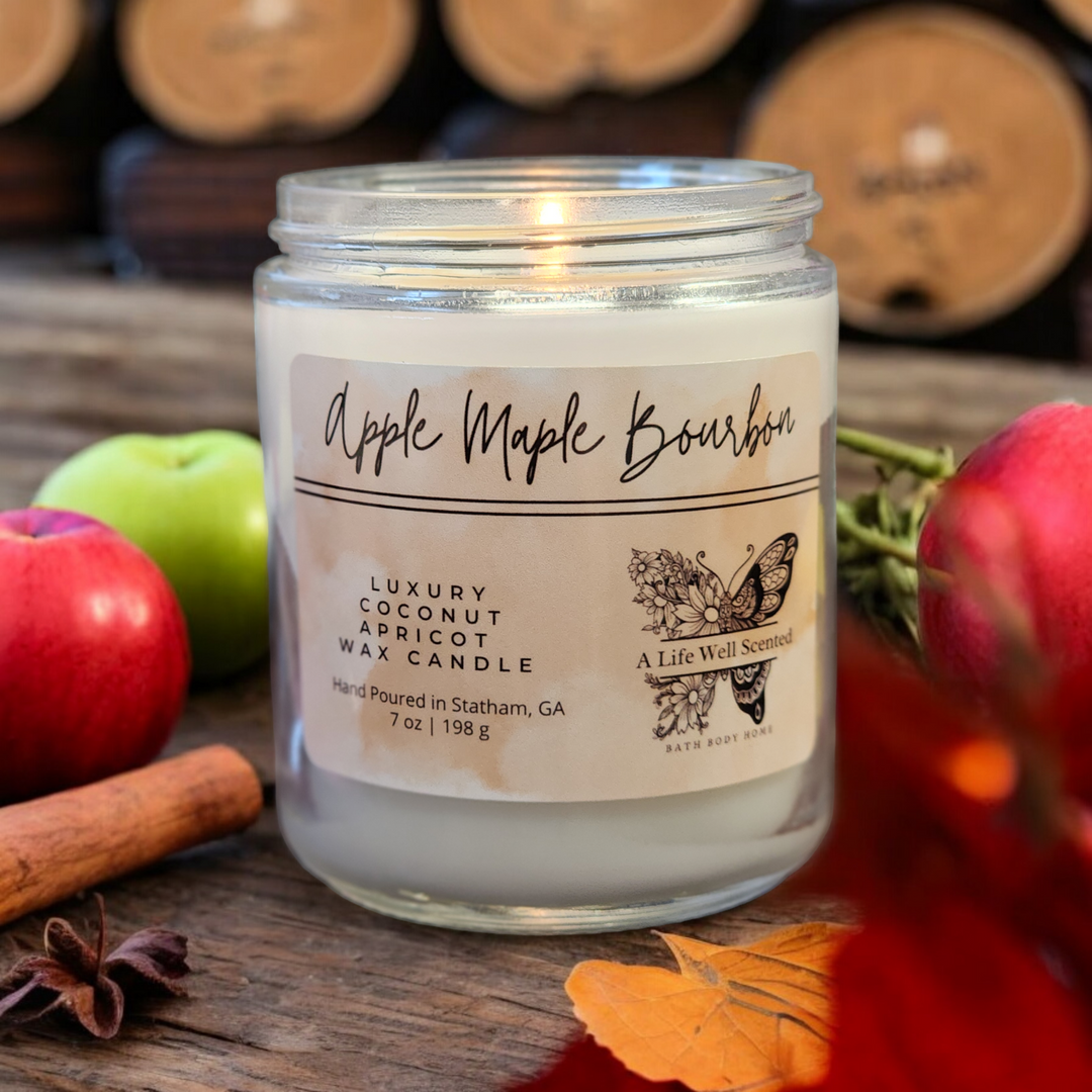 Apple Maple Bourbon Luxury Scented Candle featuring Coconut Apricot Wax